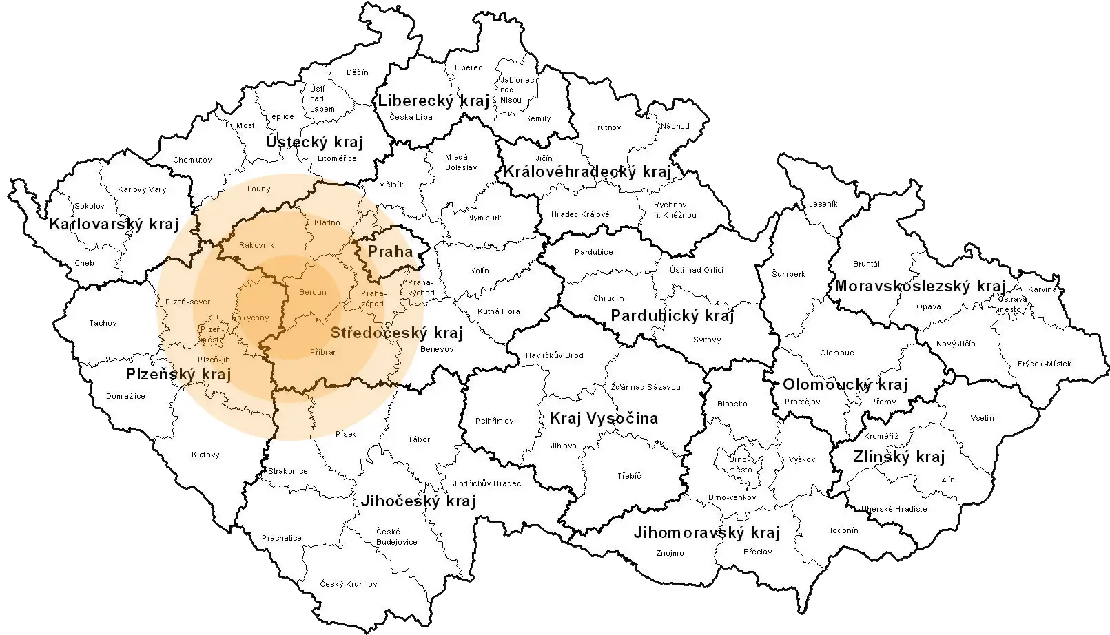 Mapa působnosti ELRE